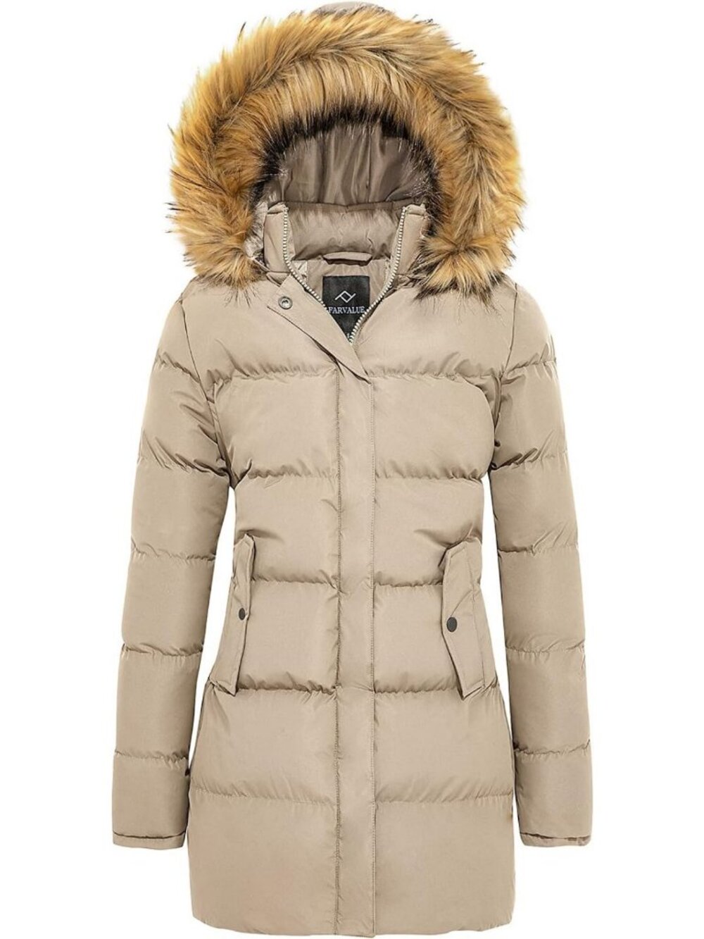 Cozy Women's Hooded Winter Parka Jacket - Warm Quilted Puffer Coat with Fur Trim